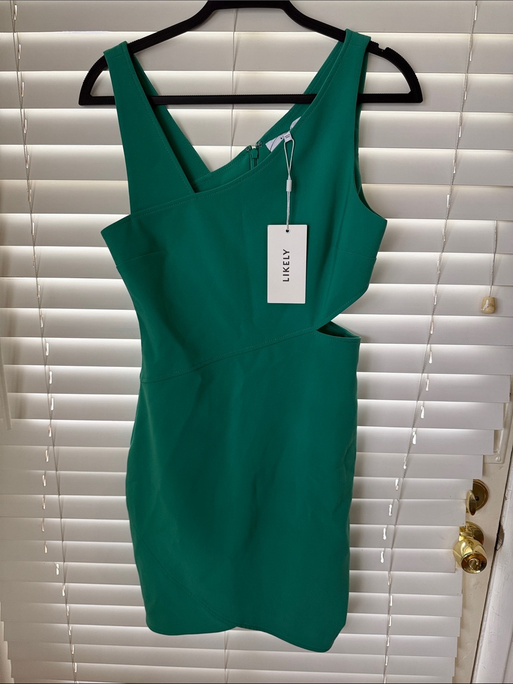 Likely Emerald Green Asymmetric Cutout Mini Dress
